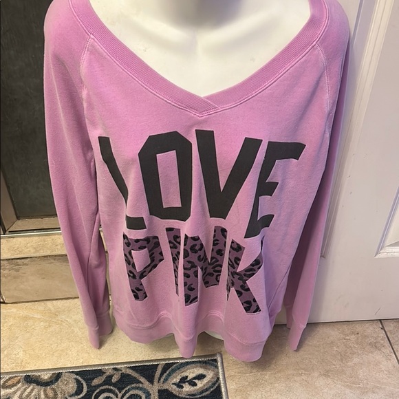 Pink V-Neck PINK Victoria's Secret Sweatshirt - Picture 1 of 4